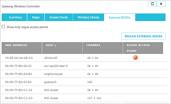Screen shot of Wireless Deployment Maps - Foreign BSSIDs page