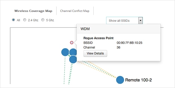 Screenshot of wireless map with rogue access point identified