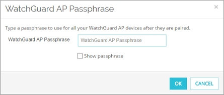Screen shot of the WatchGuard AP Passphrase dialog box