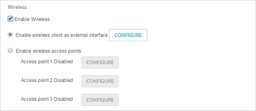 Wireless configuration page