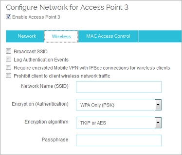 Screen shot of the Wireless Guest Network - Wireless tab