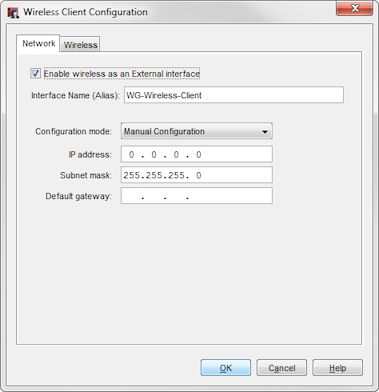 Wireless Client Configuration dialog box