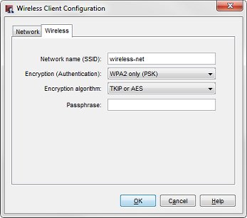 Wireless Client Configuration - Wireless tab