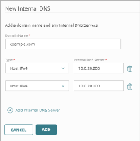 Screenshot of new internal DNS settings