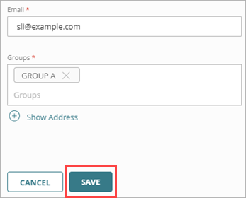 Screen shot of the Save button on the New User page.