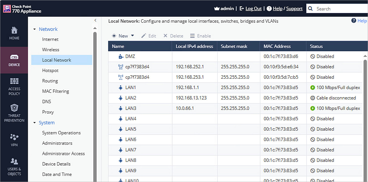 Screenshot of Check Point, Basic Settings 2