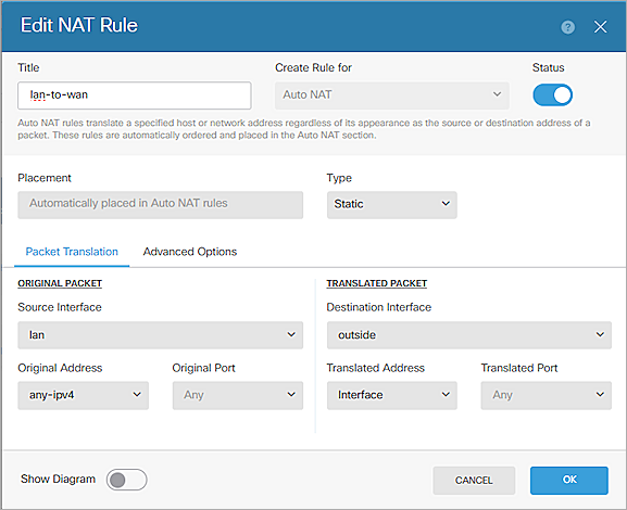 Screenshot of Cisco Firepower, Basic Settings 5