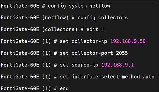 Screenshot of Fortinet, NetFlow Profile 1