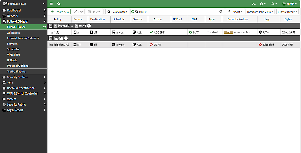 Screenshot of Fortinet, Basic Settings 3