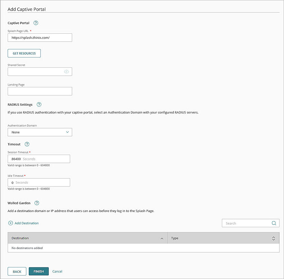 Screenshot of Captive Portal configuration in WatchGuard Cloud