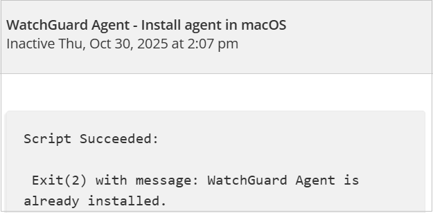 Screen shot of ConnectWise RMM, Schedule Task output
