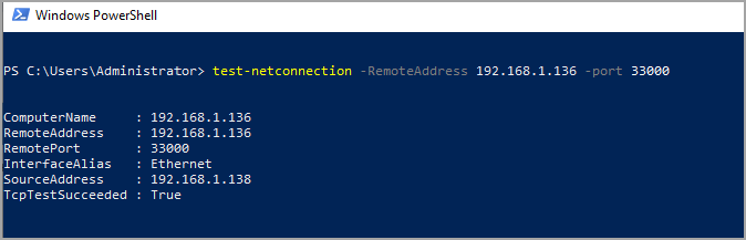 Screenshot of PowerShell command