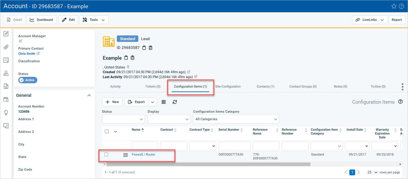 Screen shot of the Autotask Account page drop-down menu