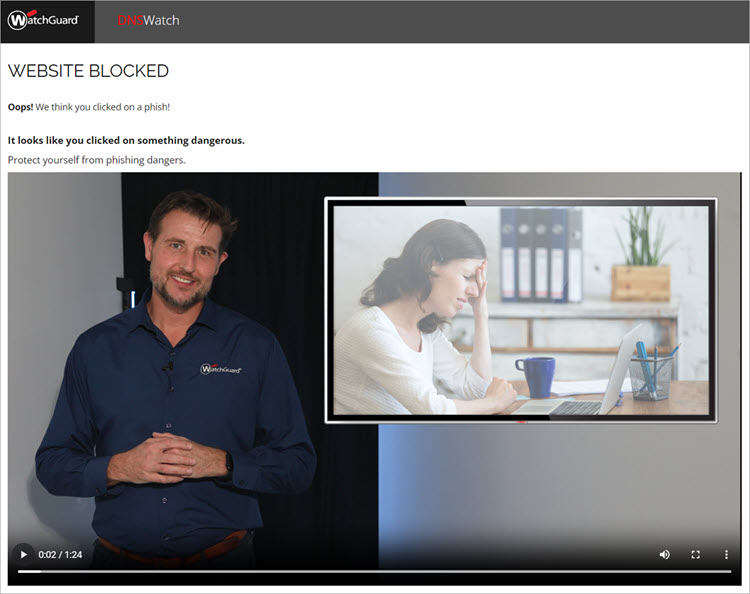 Screenshot of the DNSWatch Block page