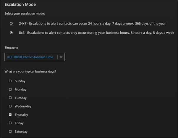 Screenshot of the Tenant Settings timezone selection section