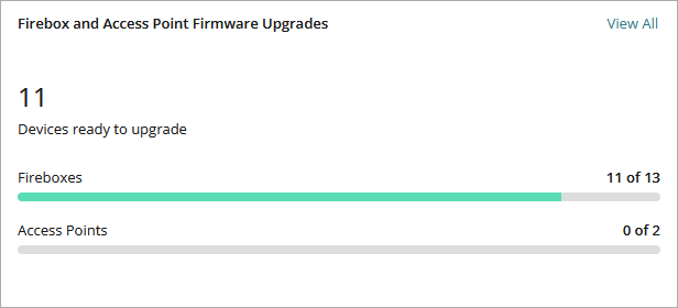 Screen shot of firmware upgrade widget on the Home dashboard