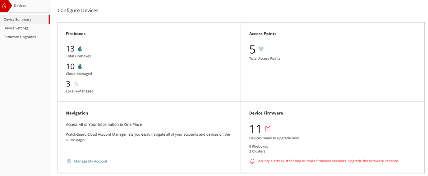 Screenshot of the security alert indicator from the Device Firmware widget