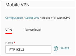 Screen shot of Mobile VPN with SSL toggle