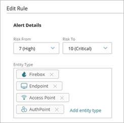 Screen shot of the Edit Rule page for ThreatSync Incidents notification rules
