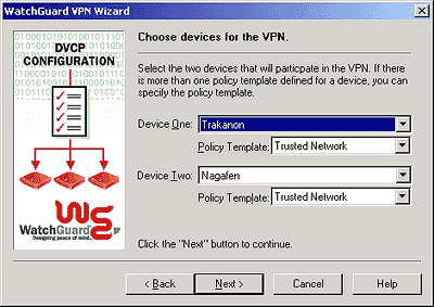 Choose devices for the VPN