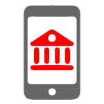 Illustration: Smartphone with a banking building showing on the screen