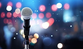 Microphones on podium