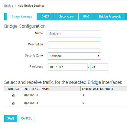 Bridge configuration settings