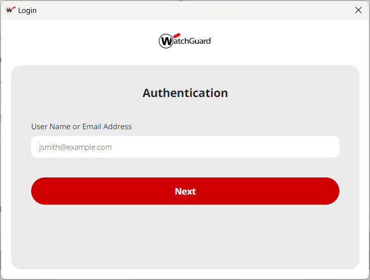Screenshot of the login page for the WatchGuard Connection Manager.