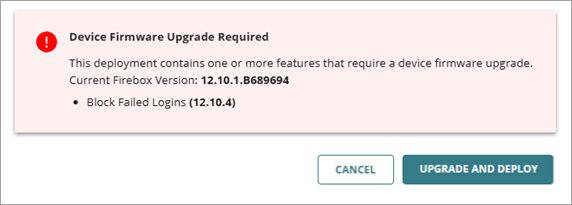 Screen shot of device Fireware upgrade UI