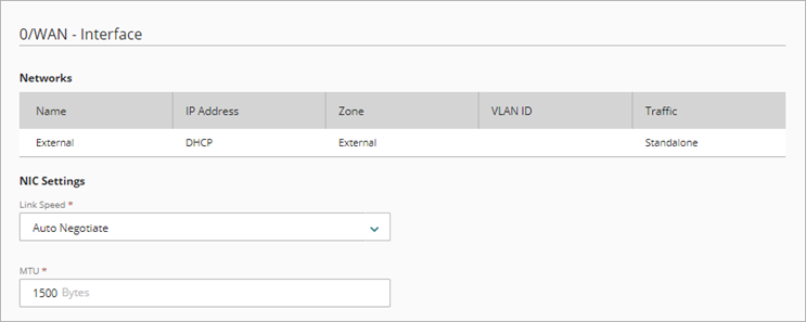 Screen shot of the interface settings for a Standalone interface