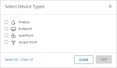 Screenshot of the Select Device Types dialog box