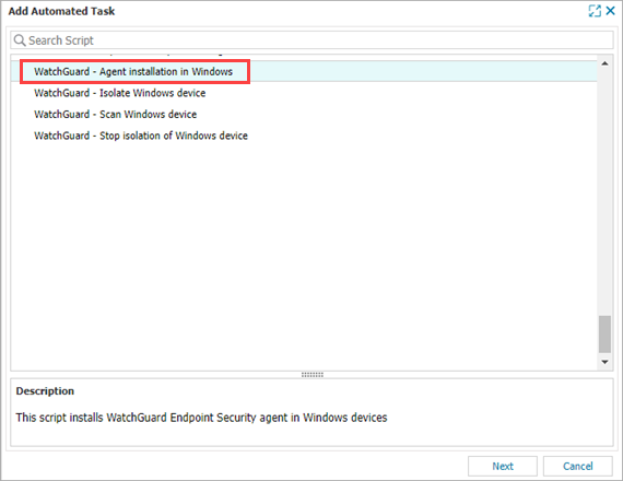 Screenshot of the Add Automated Task dialog box n N-able N-sight 