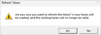 Screenshot of the Refresh Token confirmation dialog box in the NinjaOne Onboarding application