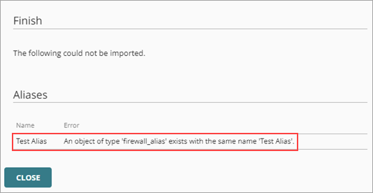 Screenshot of the Import Configuration wizard, Finish page