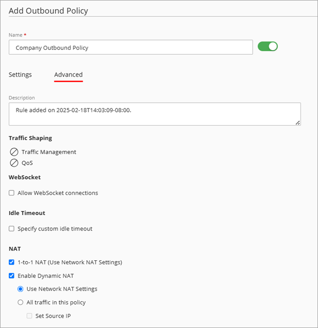 Screen shot of Add Policy dialog box