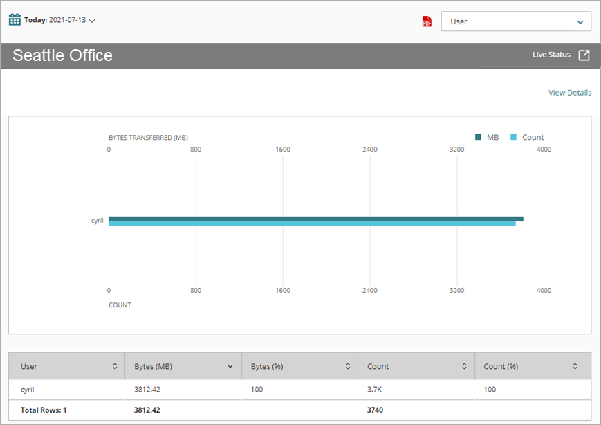 Screen shot of the POP3 report