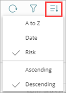 Screenshot of the Sort drop-down list on the Endpoints page in ThreatSync.
