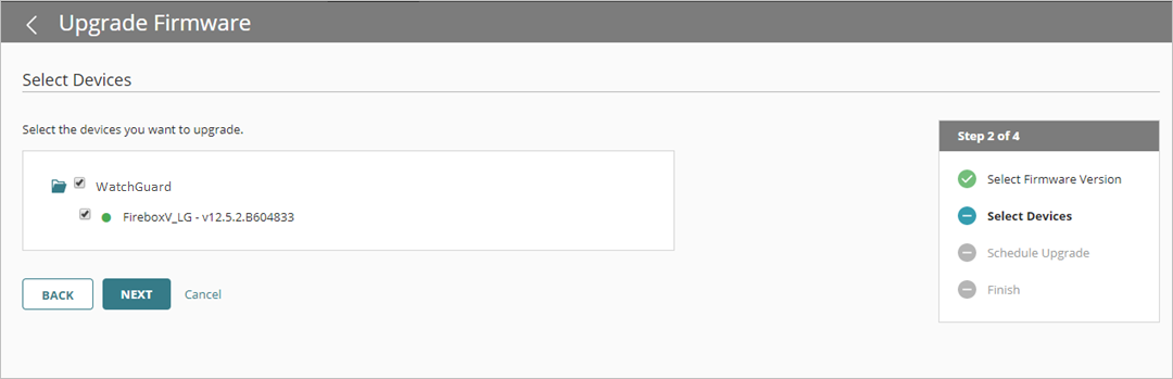 Upgrade Firmware from WatchGuard Cloud