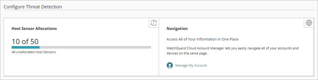 Screen shot of WatchGuard Cloud Configure Threat Detection overview