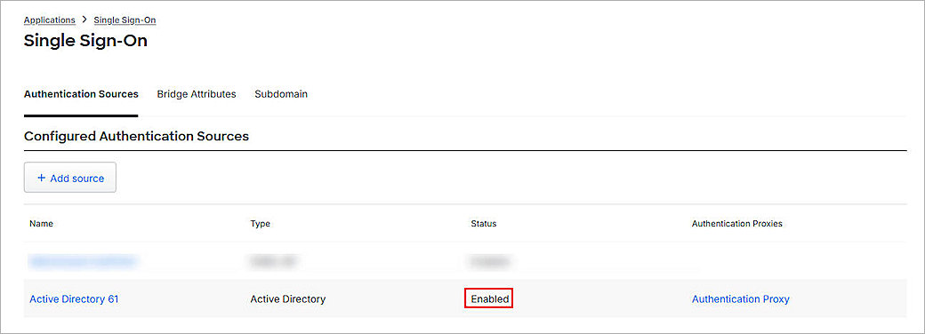 Screenshot of Active Directory enabled as authentication source in Duo