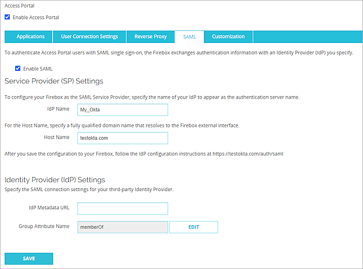 Okta SAML Authentication with WatchGuard Access Portal Integration Guide
