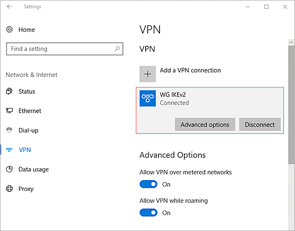 Screenshot of VPN