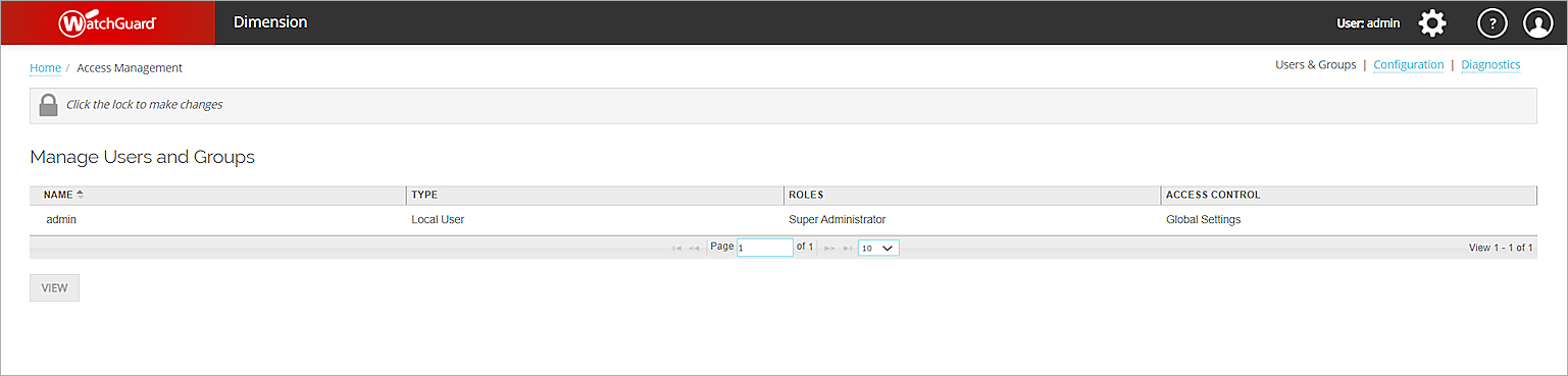 Screen shot of Access Management -> User and Groups