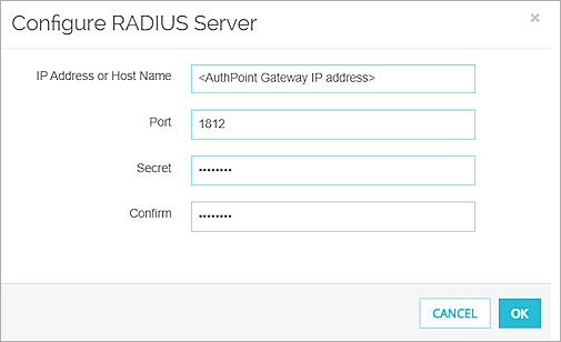 Screen shot of configure radius server