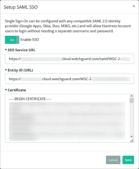 Screenshot of Initiall SSO