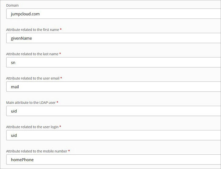 Screenshot of the external identity attribute settings.