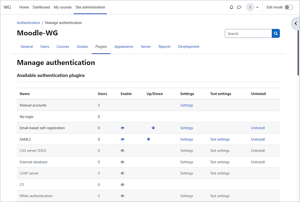 Screenshot of Moodle, picture2