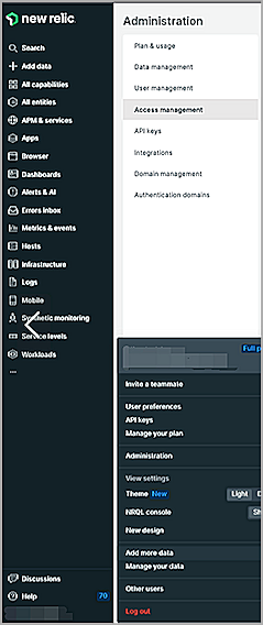 Screenshot of administration