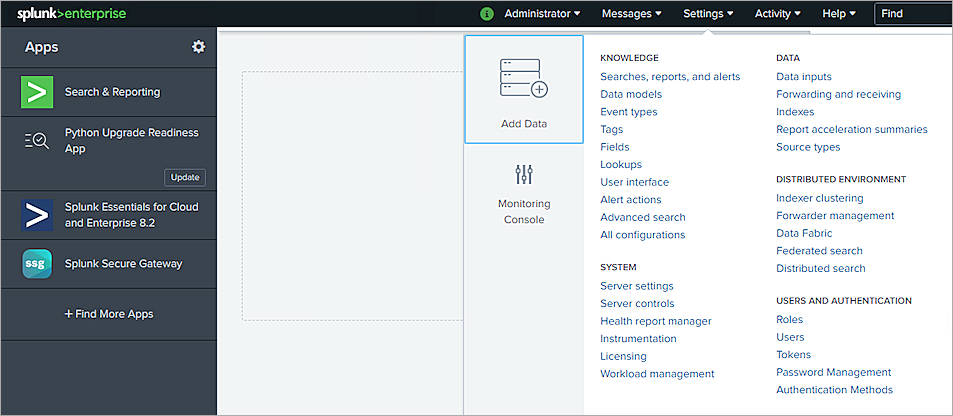 Screenshot of Splunk, picture1