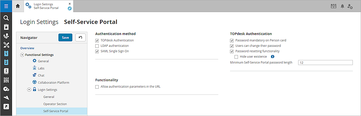 Screenshot of TOPdesk SML SSO enabled